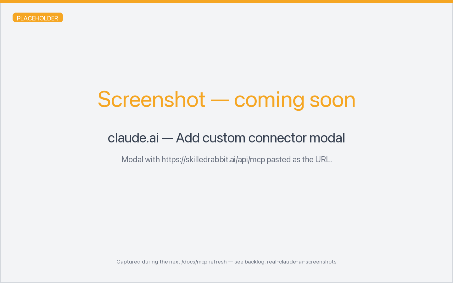 claude.ai Add custom connector modal with the MCP URL pasted